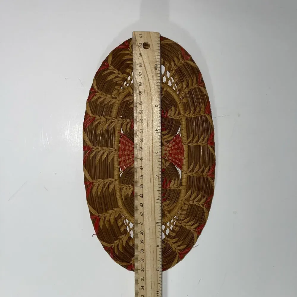 Handmade Native American Pine Needle Basket & Trivet Set‎ - Pink Stitch